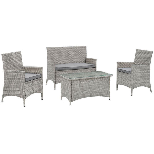 Modway Bridge 4 Piece Outdoor Patio Rattan Conversation Set | Outdoor Sofas, Loveseats & Sectionals | Modishstore-43