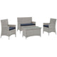 Modway Bridge 4 Piece Outdoor Patio Rattan Conversation Set | Outdoor Sofas, Loveseats & Sectionals | Modishstore-41
