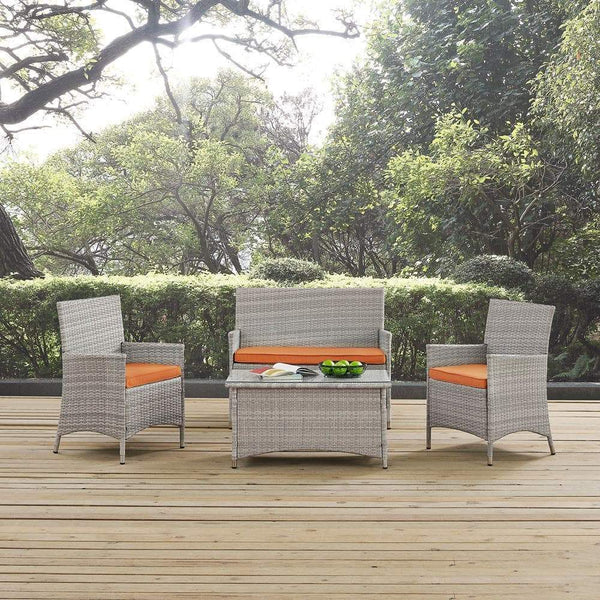 Modway Bridge 4 Piece Outdoor Patio Rattan Conversation Set | Outdoor Sofas, Loveseats & Sectionals | Modishstore-18