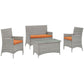 Modway Bridge 4 Piece Outdoor Patio Rattan Conversation Set | Outdoor Sofas, Loveseats & Sectionals | Modishstore-20