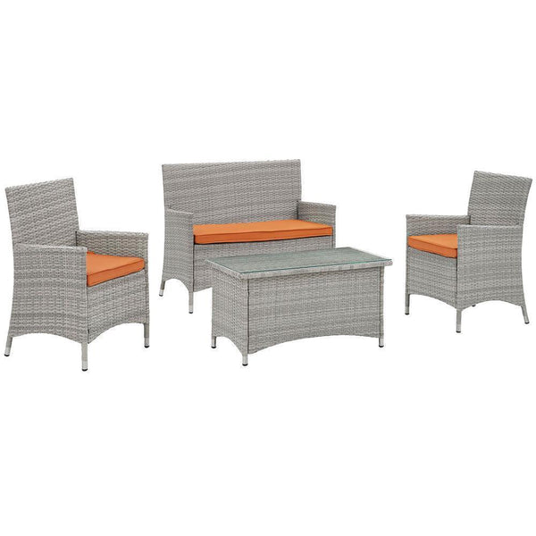 Modway Bridge 4 Piece Outdoor Patio Rattan Conversation Set | Outdoor Sofas, Loveseats & Sectionals | Modishstore-20