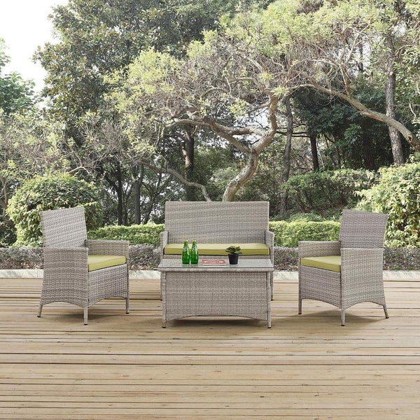 Modway Bridge 4 Piece Outdoor Patio Rattan Conversation Set | Outdoor Sofas, Loveseats & Sectionals | Modishstore-27