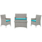 Modway Bridge 4 Piece Outdoor Patio Rattan Conversation Set | Outdoor Sofas, Loveseats & Sectionals | Modishstore-34