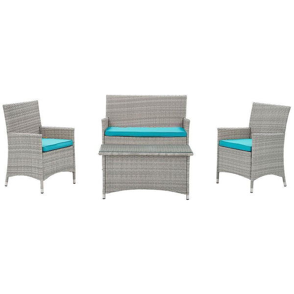 Modway Bridge 4 Piece Outdoor Patio Rattan Conversation Set | Outdoor Sofas, Loveseats & Sectionals | Modishstore-34