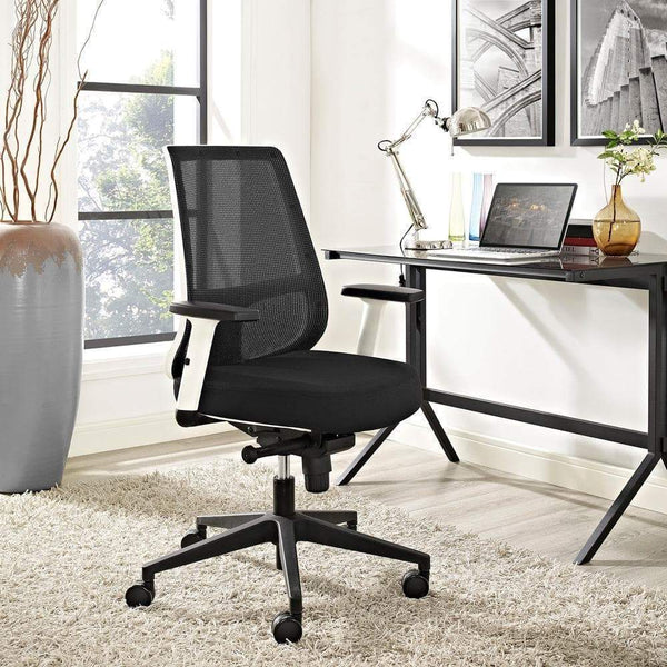 Modway Pump White Frame Fabric Office Chair - Black | Office Chairs | Modishstore
