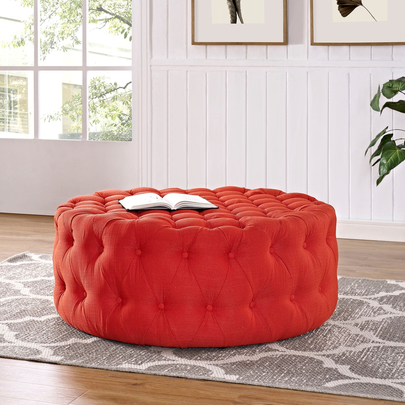 Modway Amour Upholstered Fabric Ottoman | Ottomans | Modishstore-24
