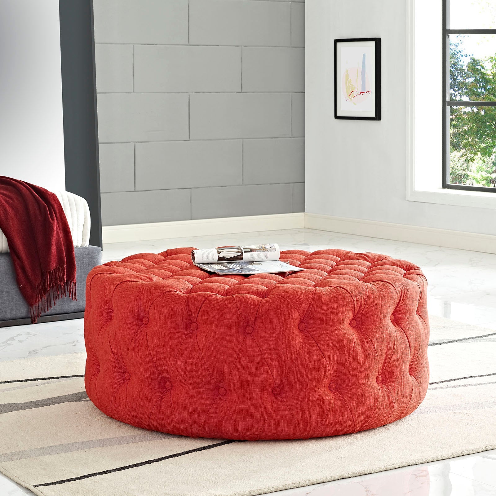 Modway Amour Upholstered Fabric Ottoman | Ottomans | Modishstore-25