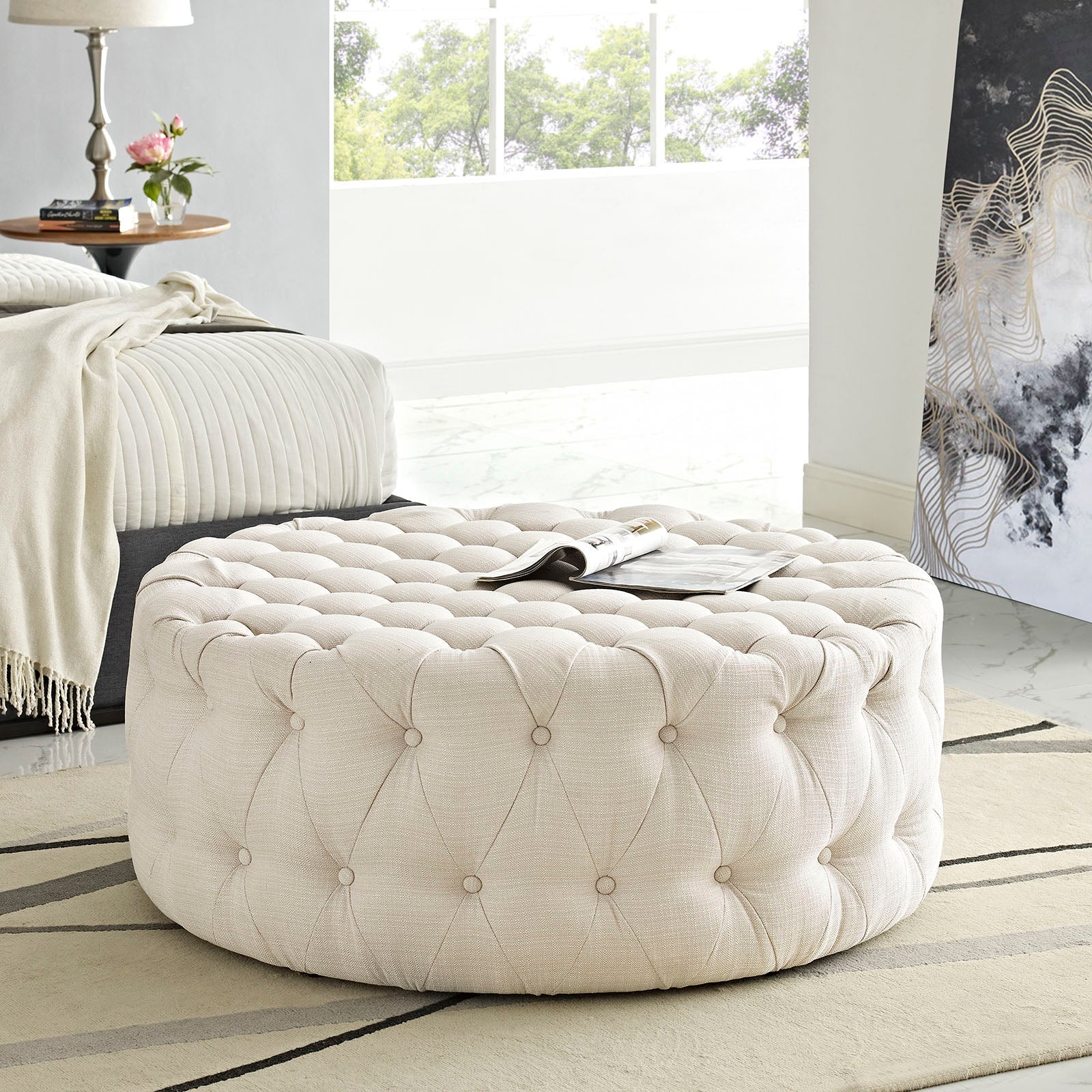 Modway Amour Upholstered Fabric Ottoman | Ottomans | Modishstore-19