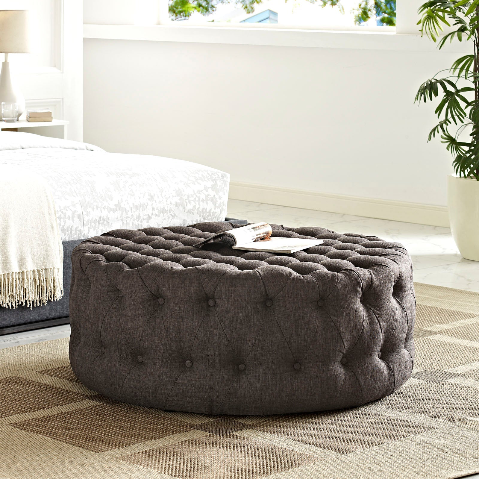 Modway Amour Upholstered Fabric Ottoman | Ottomans | Modishstore-15