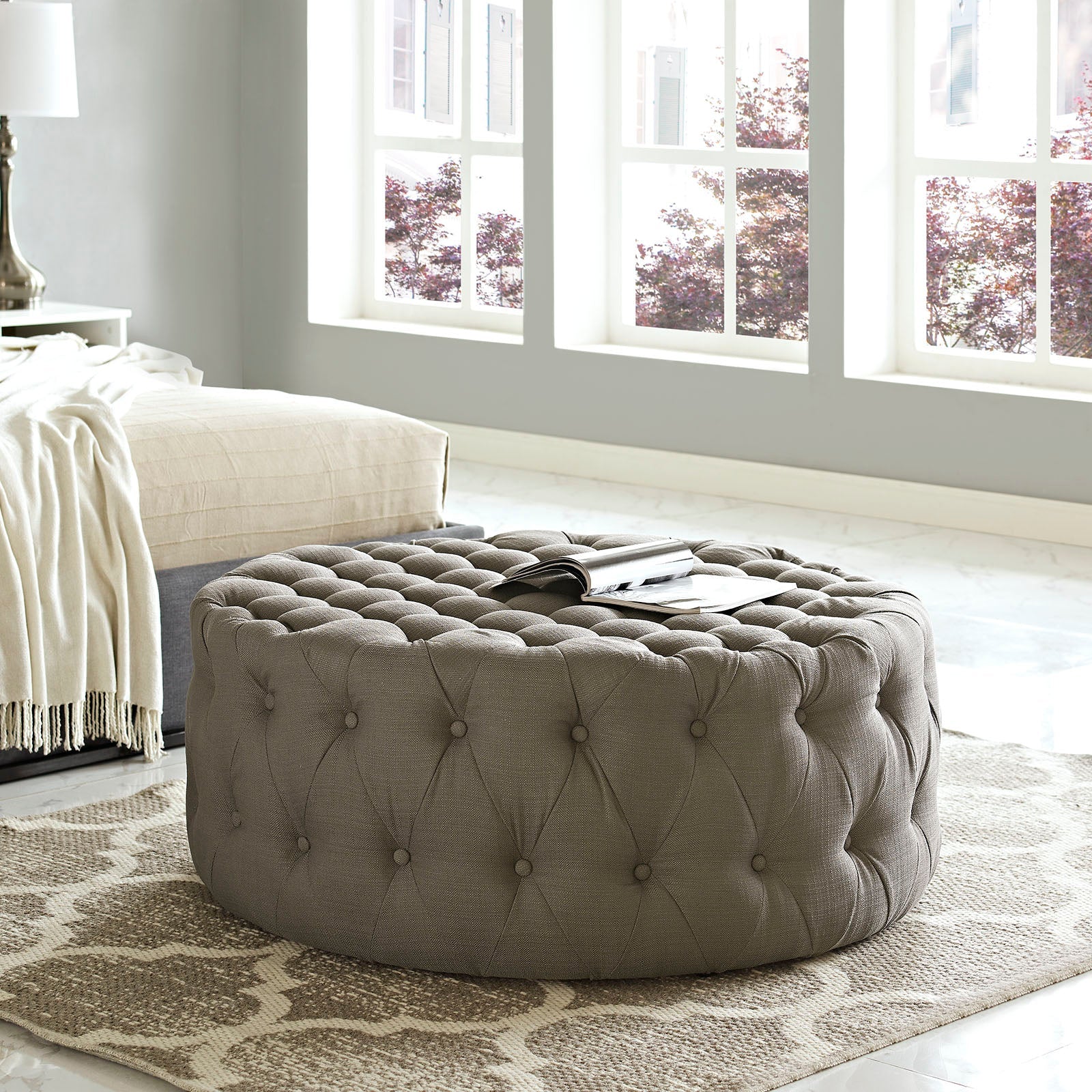 Modway Amour Upholstered Fabric Ottoman | Ottomans | Modishstore-23