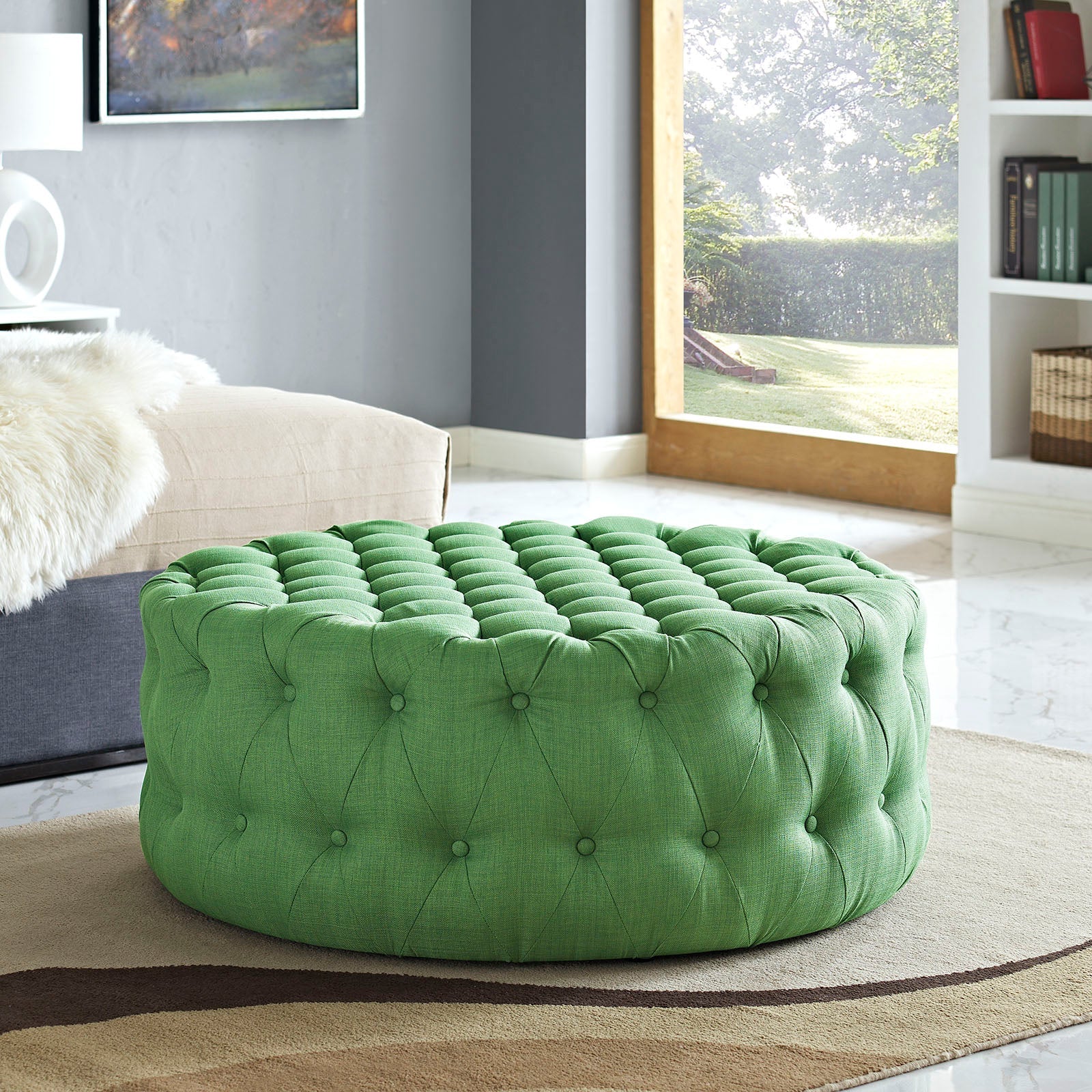 Modway Amour Upholstered Fabric Ottoman | Ottomans | Modishstore-22