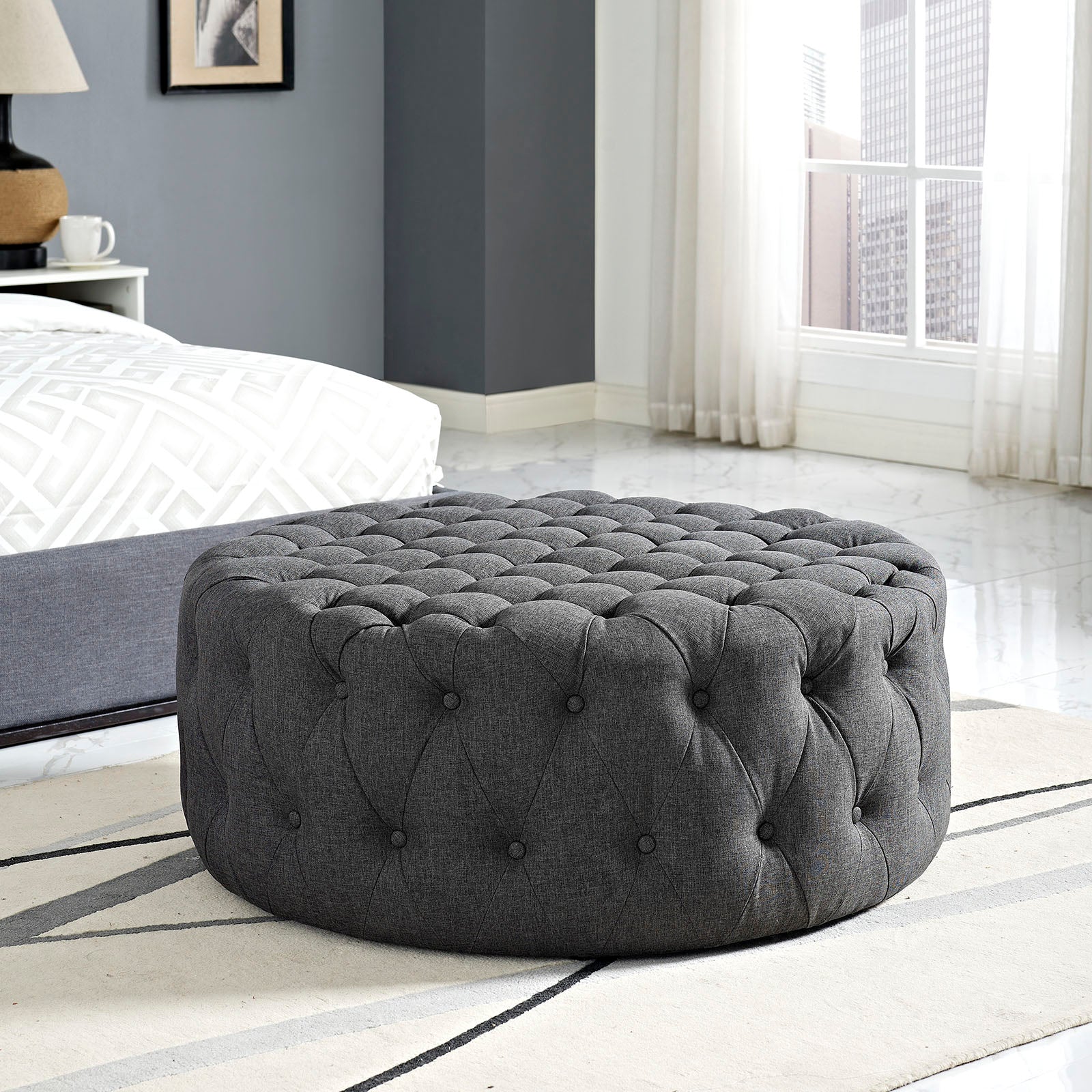 Modway Amour Upholstered Fabric Ottoman | Ottomans | Modishstore-20