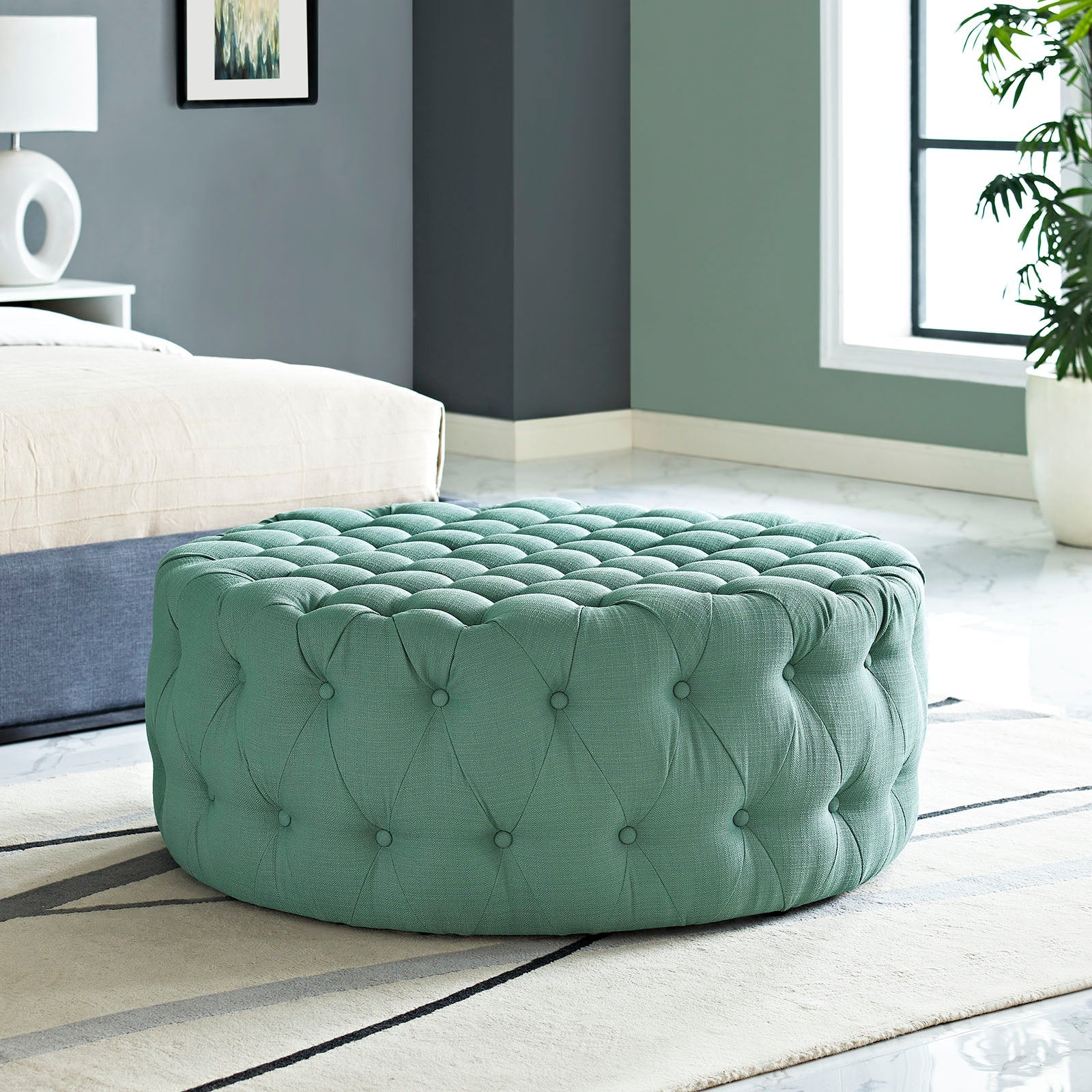 Modway Amour Upholstered Fabric Ottoman | Ottomans | Modishstore-21