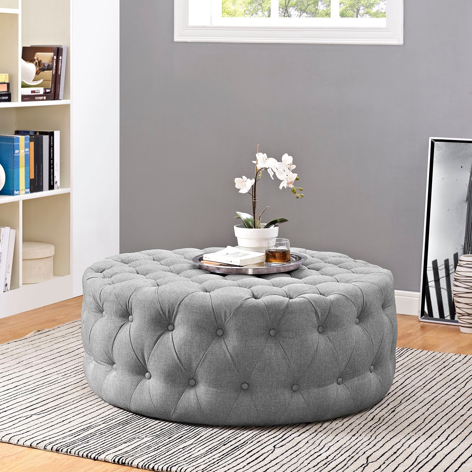 Modway Amour Upholstered Fabric Ottoman | Ottomans | Modishstore-26