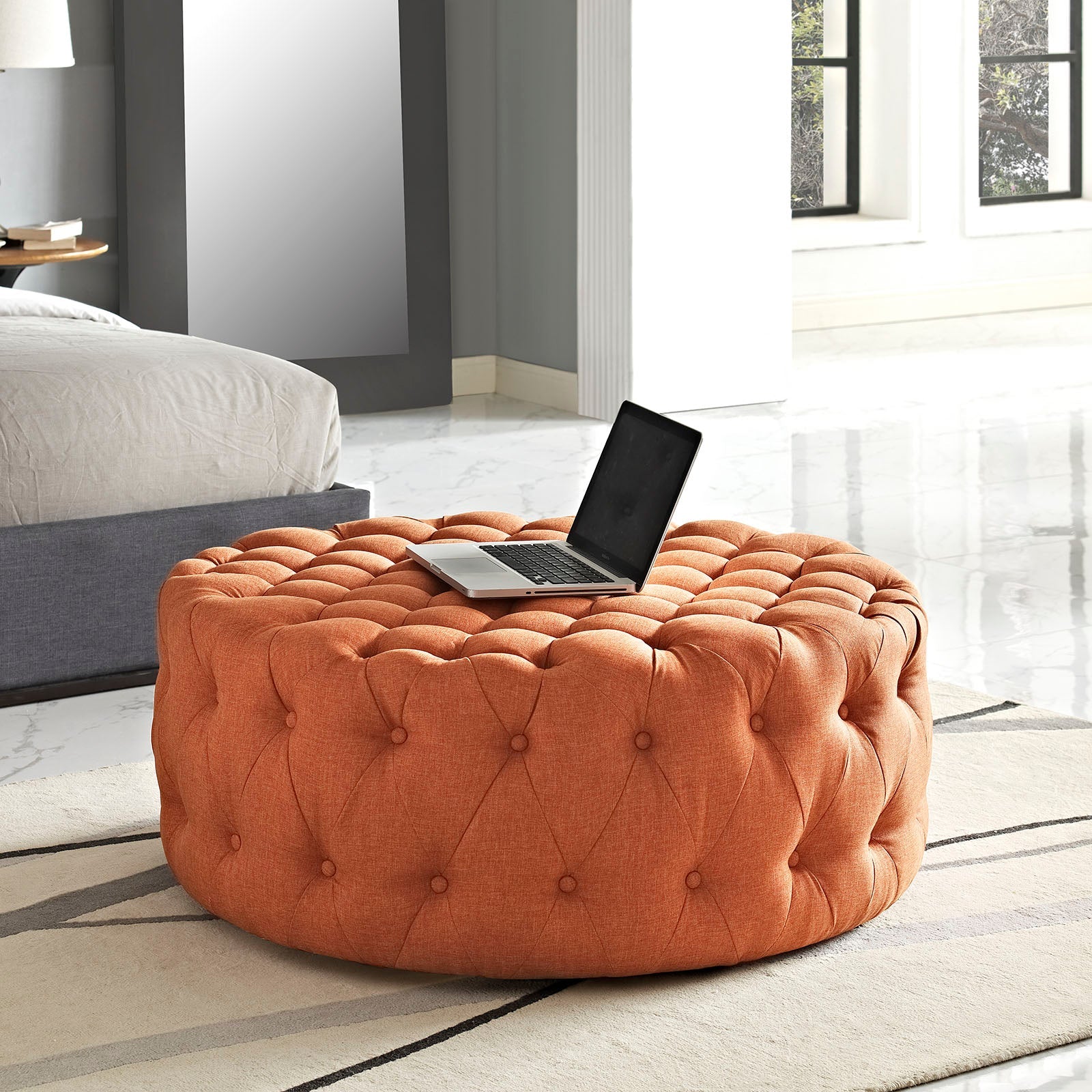 Modway Amour Upholstered Fabric Ottoman | Ottomans | Modishstore-18