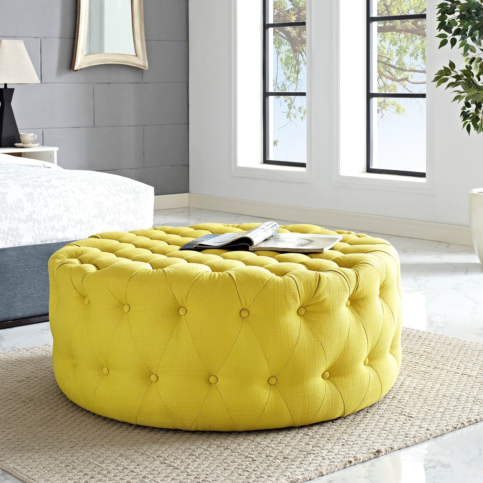 Modway Amour Upholstered Fabric Ottoman | Ottomans | Modishstore-66