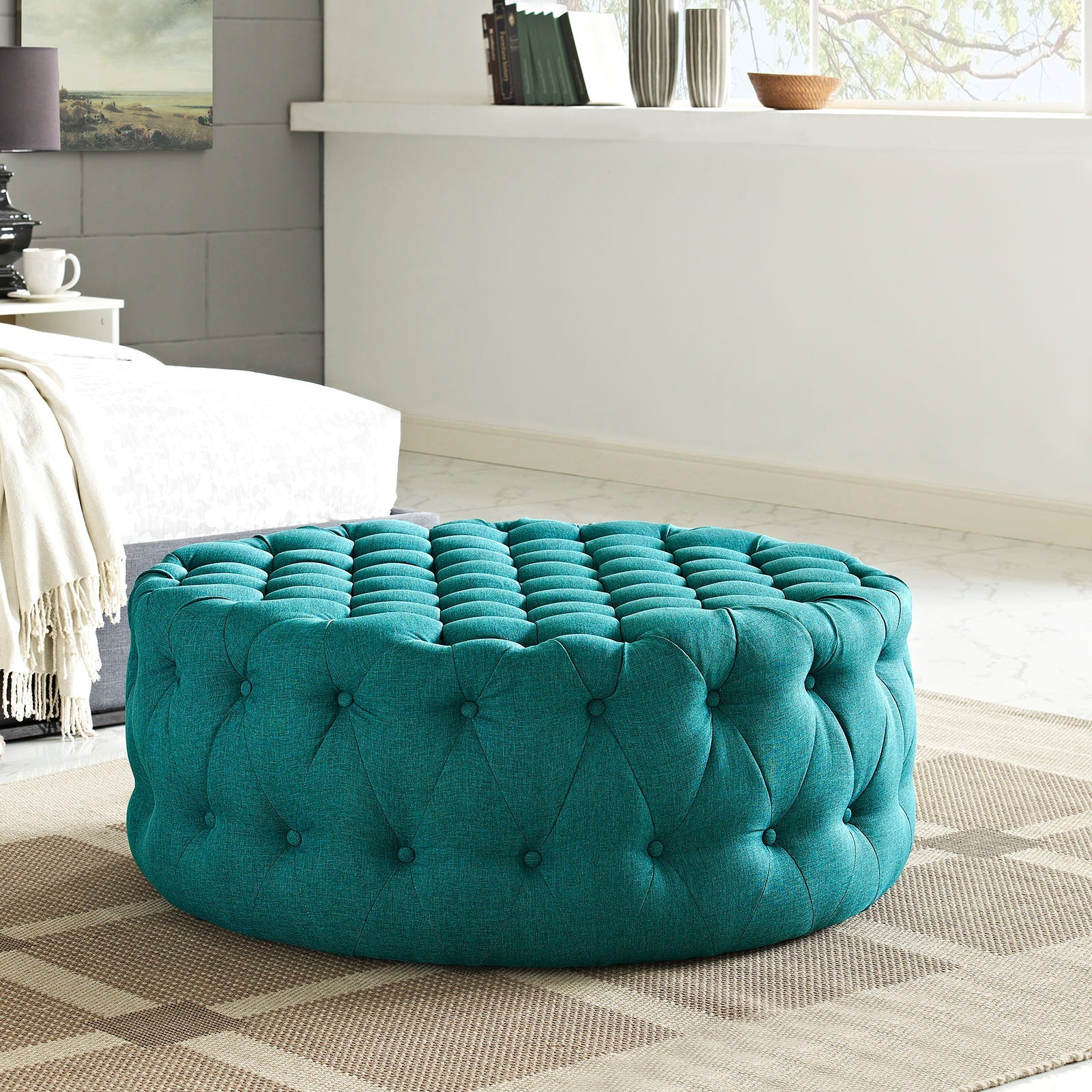 Modway Amour Upholstered Fabric Ottoman | Ottomans | Modishstore-16