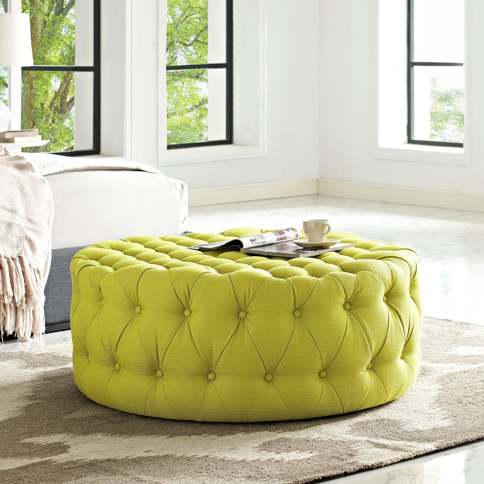 Modway Amour Upholstered Fabric Ottoman | Ottomans | Modishstore-17