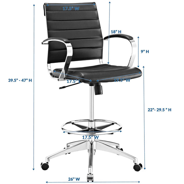 Modway Jive Aluminum Drafting Chair - Black | Office Chairs | Modishstore-5
