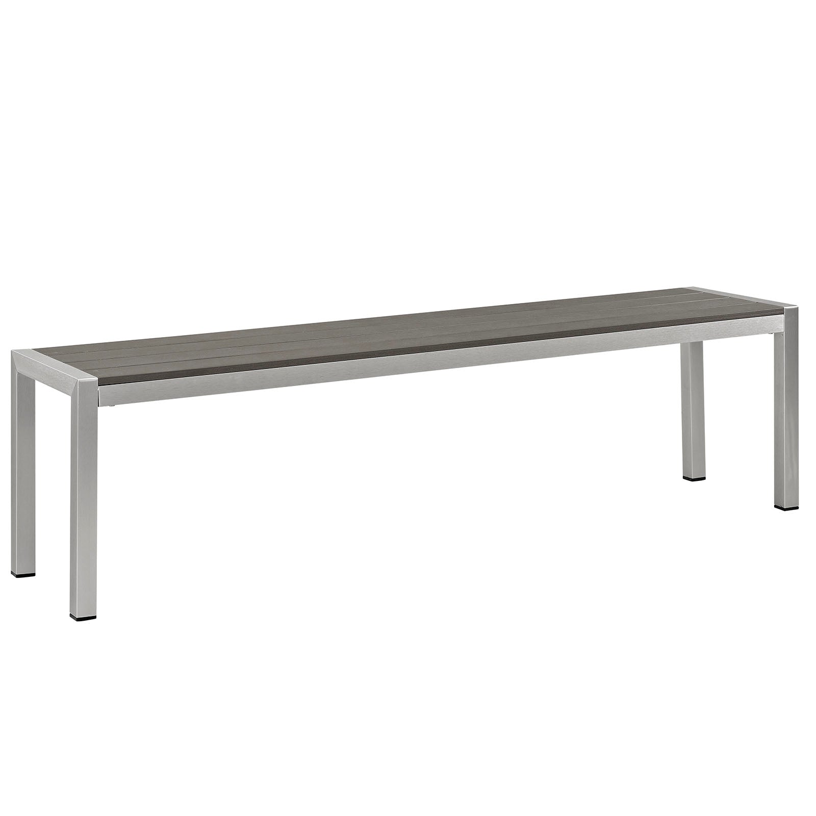 Modway Shore Outdoor Patio Aluminum Bench - Silver Gray | Stools & Benches | Modishstore-4
