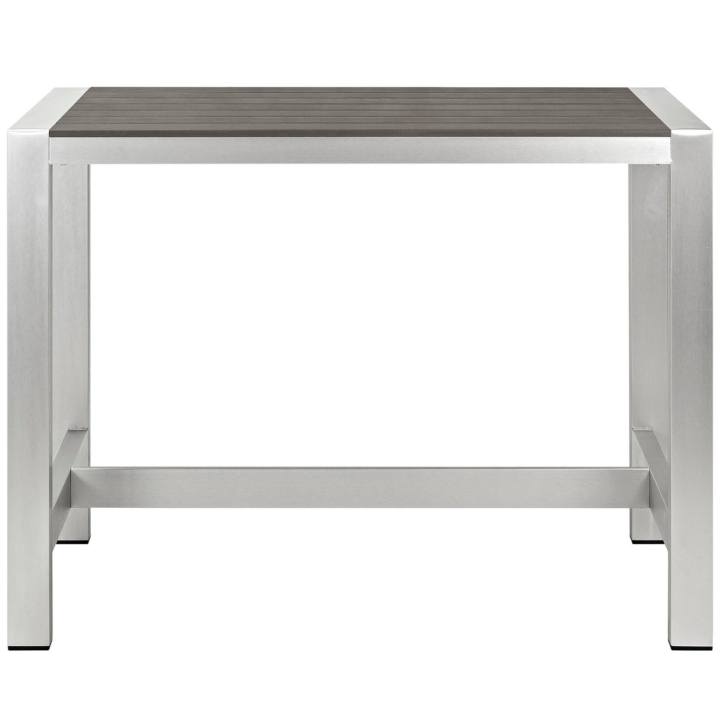 Modway Shore Outdoor Patio Aluminum Rectangle Bar Table - Silver Gray | Bar Table | Modishstore-3