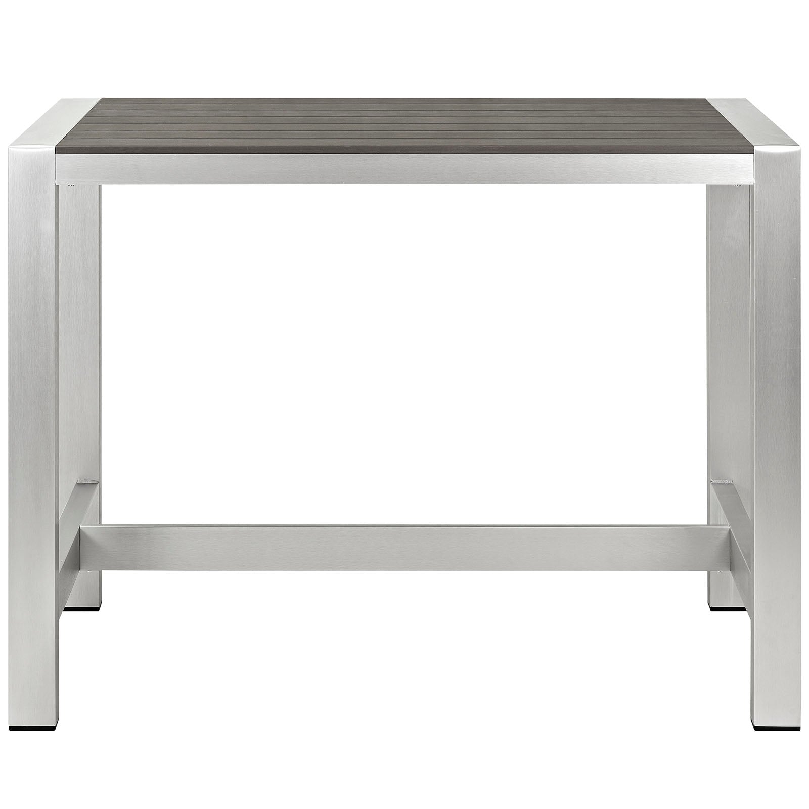 Modway Shore Outdoor Patio Aluminum Rectangle Bar Table - Silver Gray | Bar Table | Modishstore-3