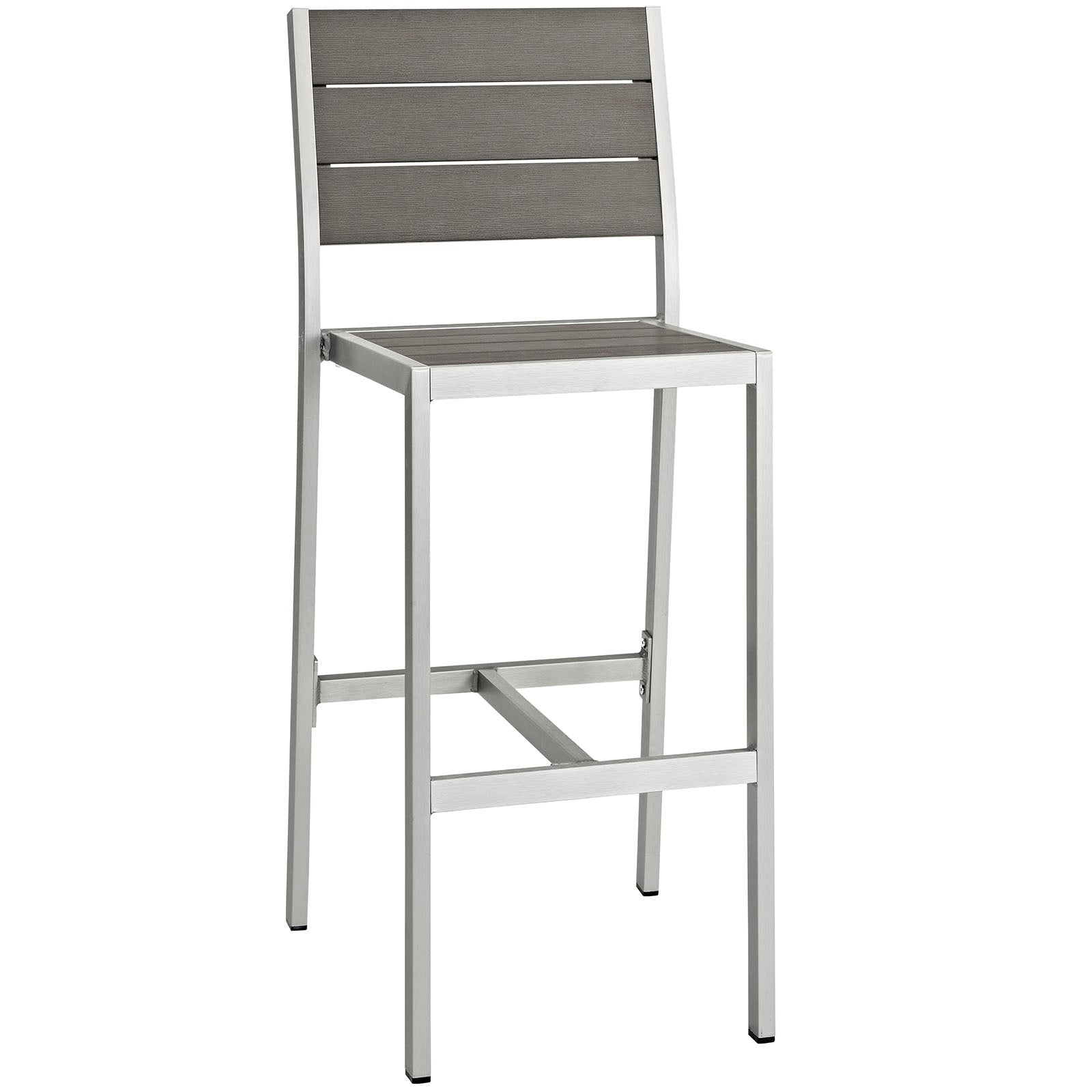 Modway Shore Outdoor Patio Aluminum Armless Bar Stool - Silver Gray | Bar Stools | Modishstore-2
