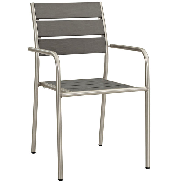 Modway Shore Outdoor Patio Aluminum Dining Chair - Silver Gray