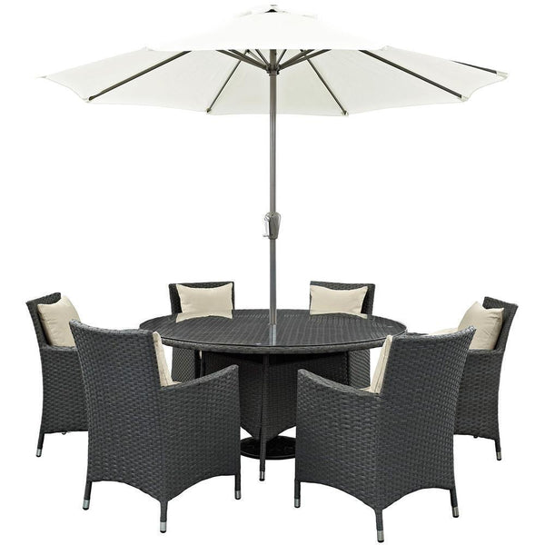 Modway Sojourn 8 Piece Outdoor Patio Sunbrella Dining Set | Dining Sets | Modishstore-5