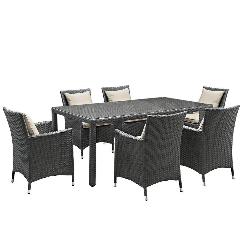 Modway Sojourn 7 Piece Outdoor Patio Sunbrella Dining Set - EEI-2271 | Outdoor Dining Set | Modishstore-2