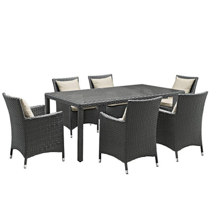 Modway Sojourn 7 Piece Outdoor Patio Sunbrella Dining Set - EEI-2271 | Outdoor Dining Set | Modishstore-2