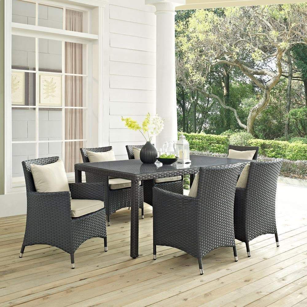 Modway Sojourn 7 Piece Outdoor Patio Sunbrella Dining Set - EEI-2271 | Outdoor Dining Set | Modishstore
