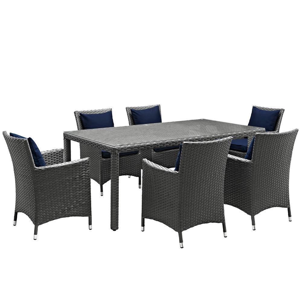 Modway Sojourn 7 Piece Outdoor Patio Sunbrella Dining Set - EEI-2271 | Outdoor Dining Set | Modishstore-8