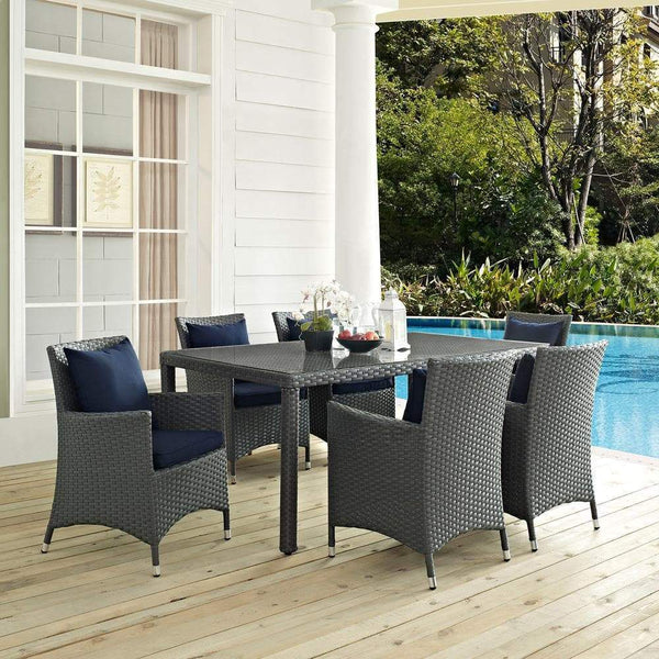 Modway Sojourn 7 Piece Outdoor Patio Sunbrella Dining Set - EEI-2271 | Outdoor Dining Set | Modishstore-15