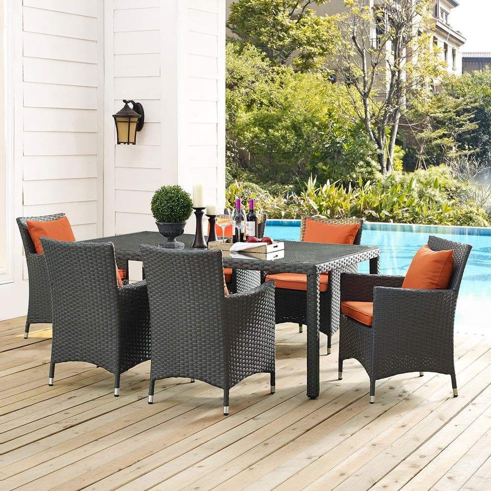Modway Sojourn 7 Piece Outdoor Patio Sunbrella Dining Set - EEI-2271 | Outdoor Dining Set | Modishstore-21