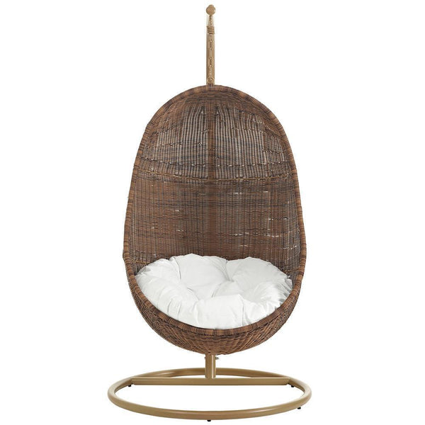 Modway Bean Outdoor Patio Wood Swing - Coffee White | Outdoor Porch Swings | Modishstore-3