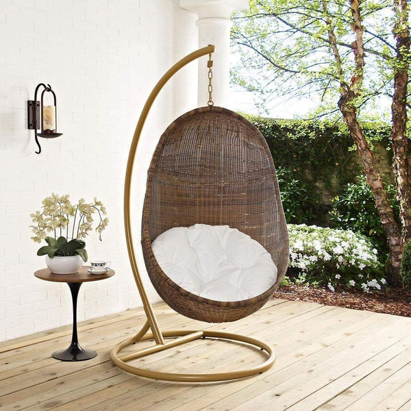 Modway Bean Outdoor Patio Wood Swing - Coffee White | Outdoor Porch Swings | Modishstore