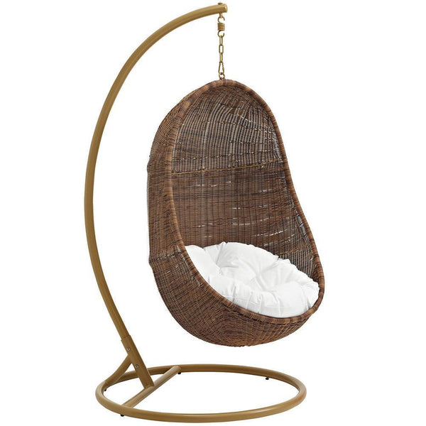 Modway Bean Outdoor Patio Wood Swing - Coffee White | Outdoor Porch Swings | Modishstore-2