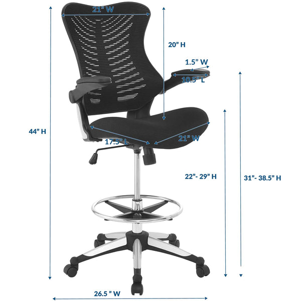 Modway Charge Drafting Chair - Black | Office Chairs | Modishstore-6