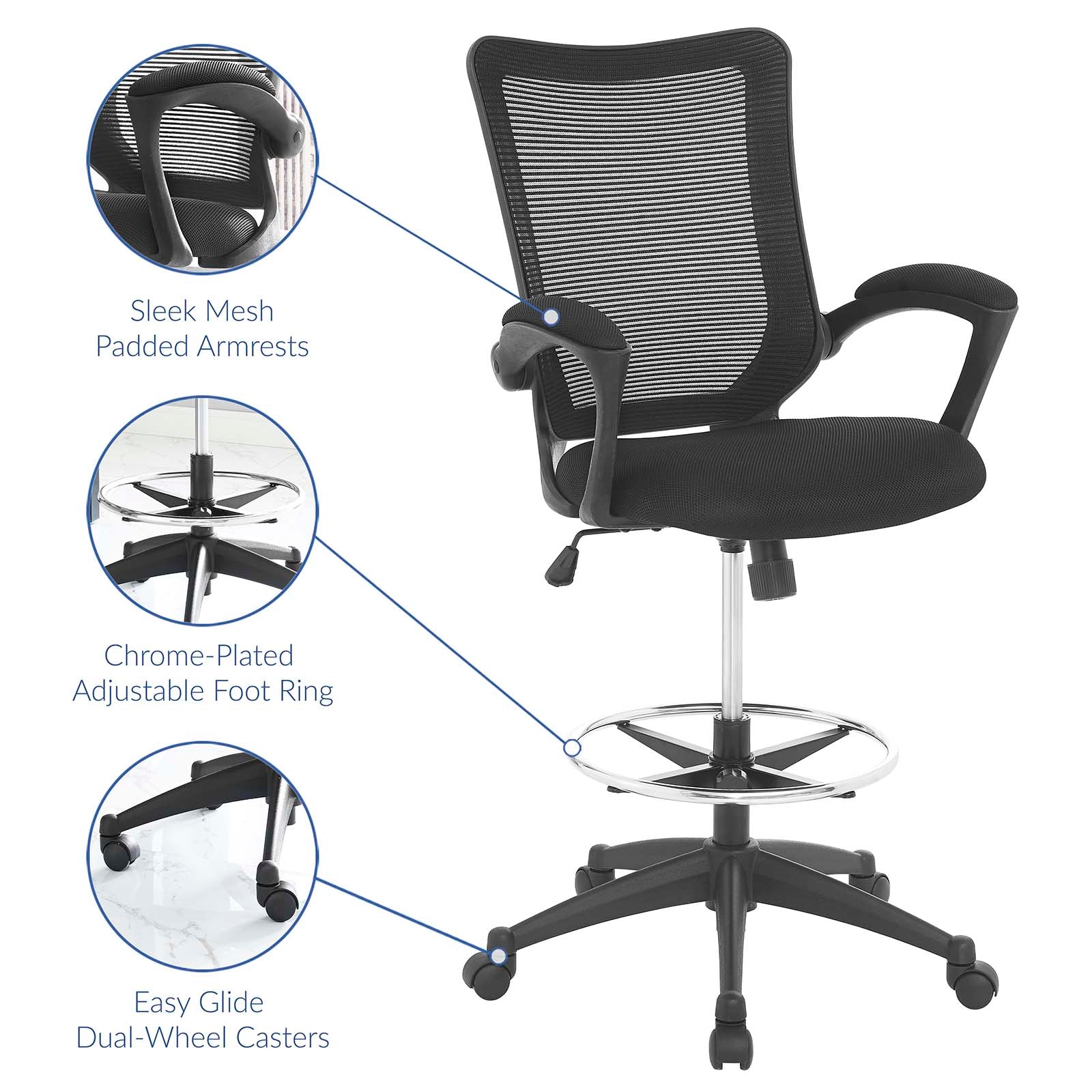 Modway Project Drafting Chair - Black | Office Chairs | Modishstore-6