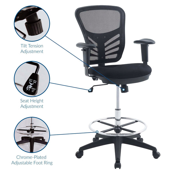 Modway Articulate Drafting Chair - Black | Office Chairs | Modishstore-5
