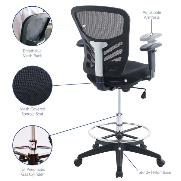 Modway Articulate Drafting Chair - Black | Office Chairs | Modishstore-8