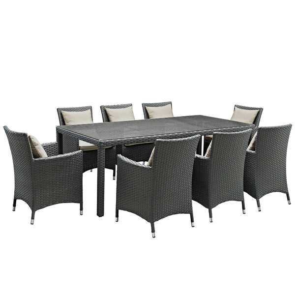 Modway Sojourn 9 Piece Outdoor Patio Sunbrella Dining Set | Outdoor Dining Sets | Modishstore-29