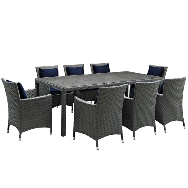 Modway Sojourn 9 Piece Outdoor Patio Sunbrella Dining Set | Outdoor Dining Sets | Modishstore-28