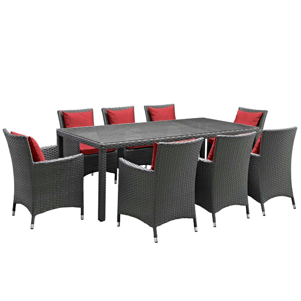 Modway Sojourn 9 Piece Outdoor Patio Sunbrella Dining Set | Outdoor Dining Sets | Modishstore-31