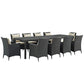 Modway Sojourn 11 Piece Outdoor Patio Sunbrella Dining Set - EEI-2310 | Outdoor Dining Set | Modishstore-2