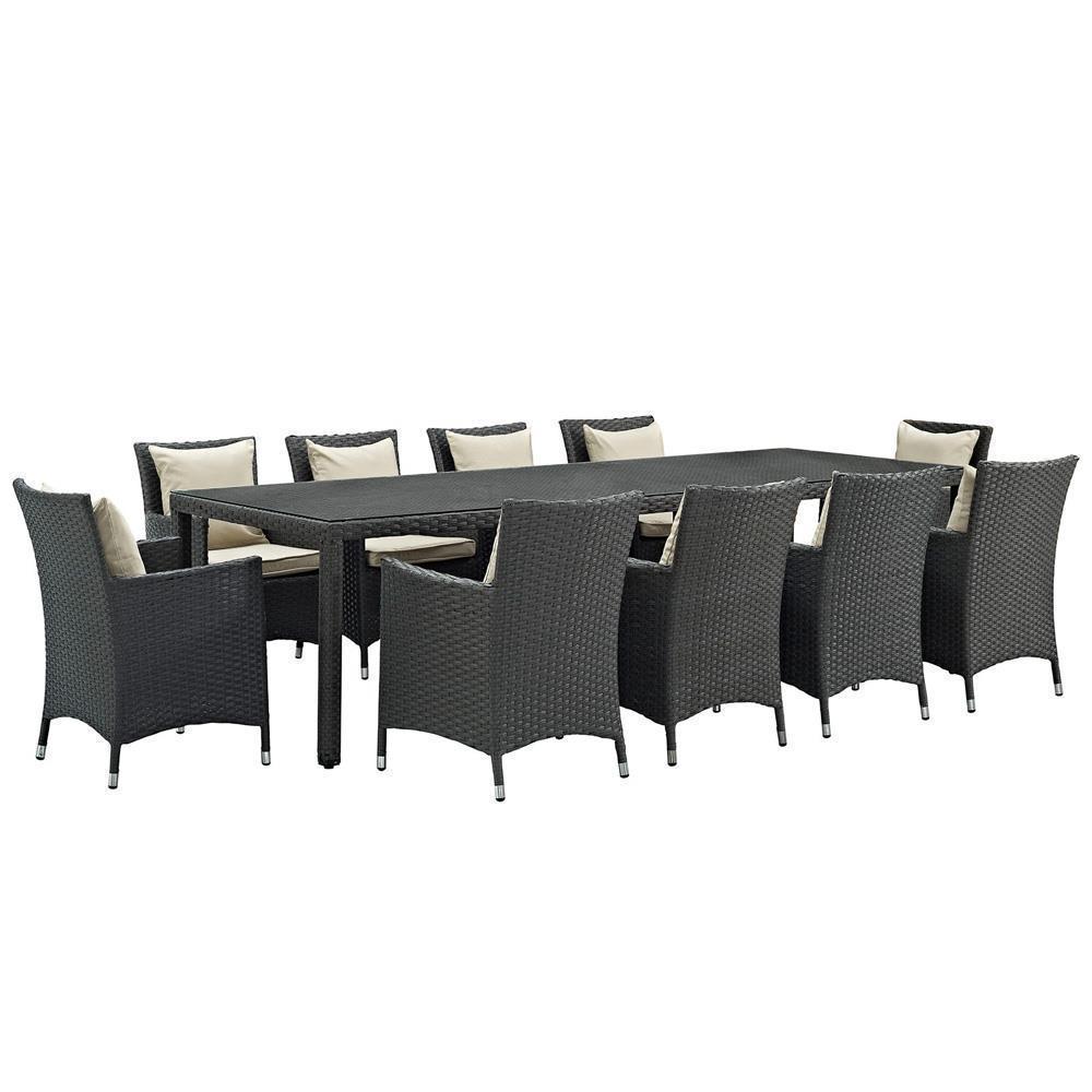 Modway Sojourn 11 Piece Outdoor Patio Sunbrella Dining Set - EEI-2310 | Outdoor Dining Set | Modishstore-2