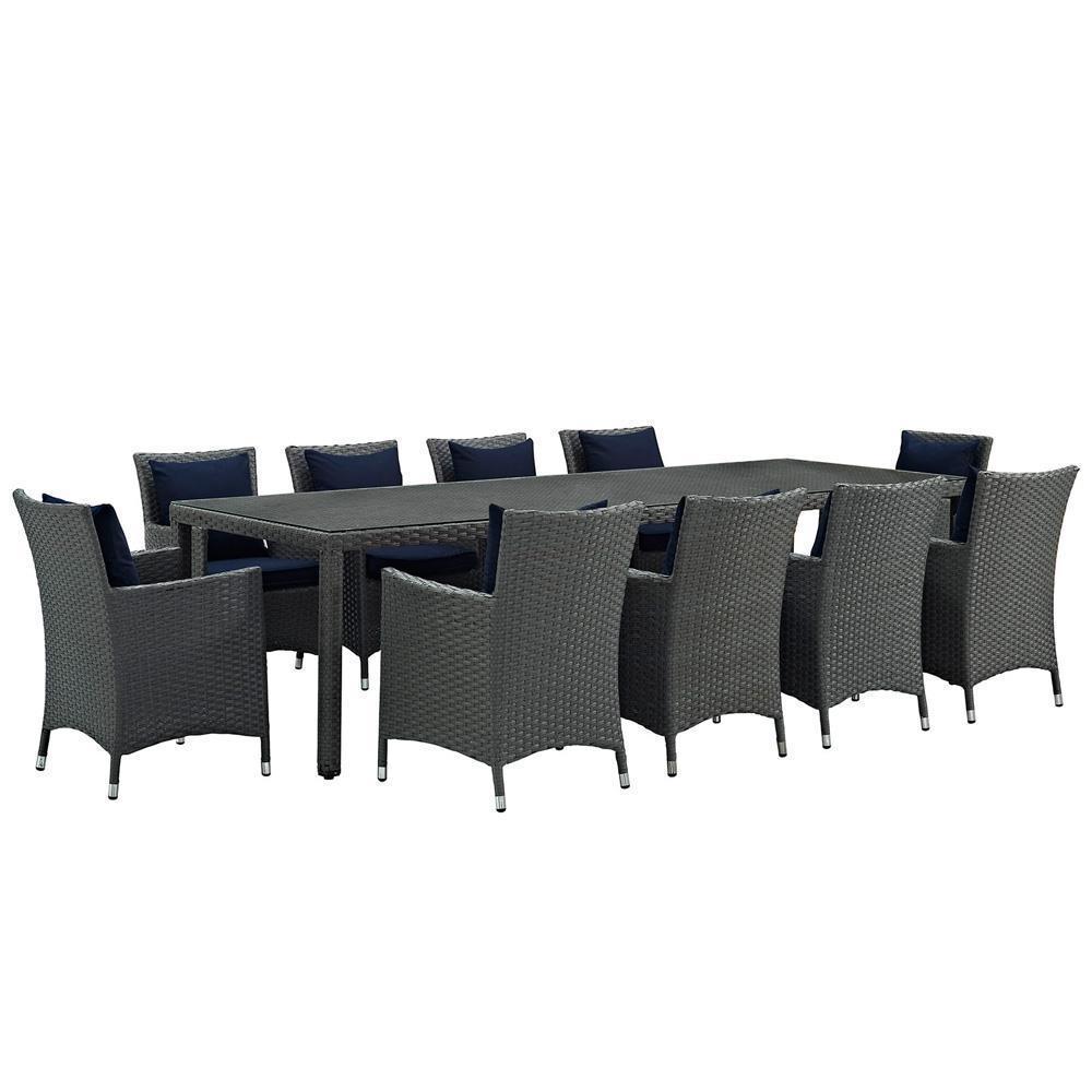 Modway Sojourn 11 Piece Outdoor Patio Sunbrella Dining Set - EEI-2310 | Outdoor Dining Set | Modishstore-4
