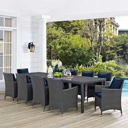 Modway Sojourn 11 Piece Outdoor Patio Sunbrella Dining Set - EEI-2310 | Outdoor Dining Set | Modishstore