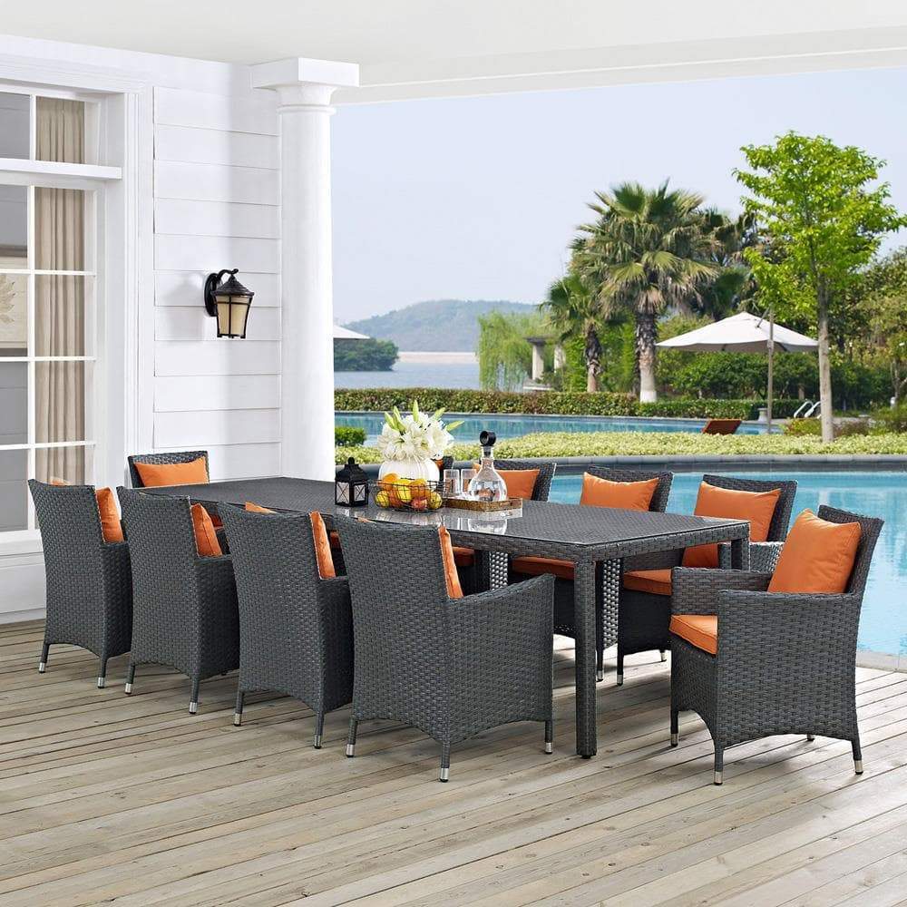 Modway Sojourn 11 Piece Outdoor Patio Sunbrella Dining Set - EEI-2310 | Outdoor Dining Set | Modishstore-20